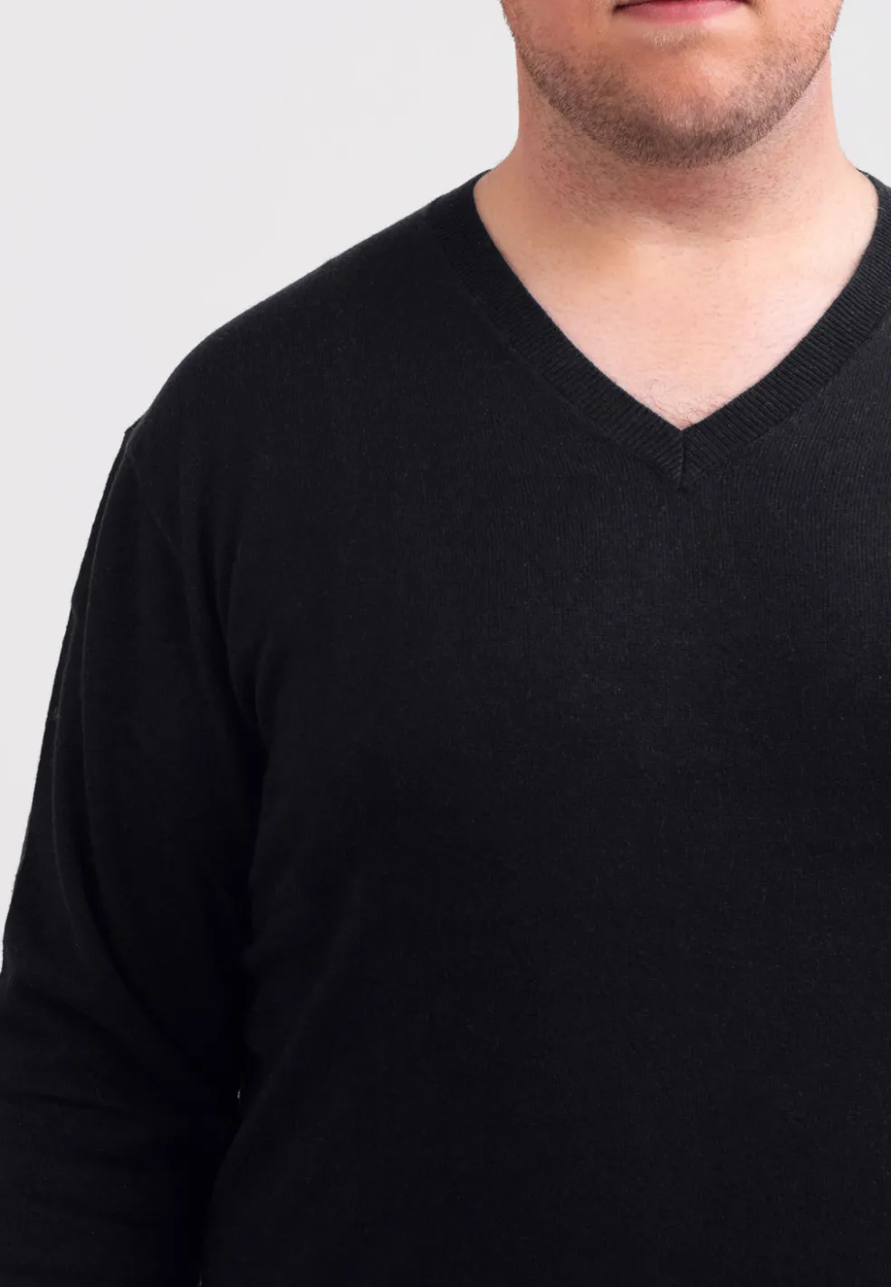 Kaschmir V-Ausschnitt Pullover holzkohle
