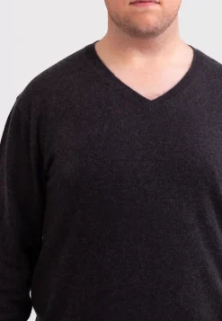 Kaschmir V-Ausschnitt Pullover dunkel anthrazit