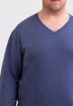 Kaschmir V-Ausschnitt Pullover jeans blau