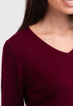 Kaschmir V-Ausschnitt Pullover rouge noir