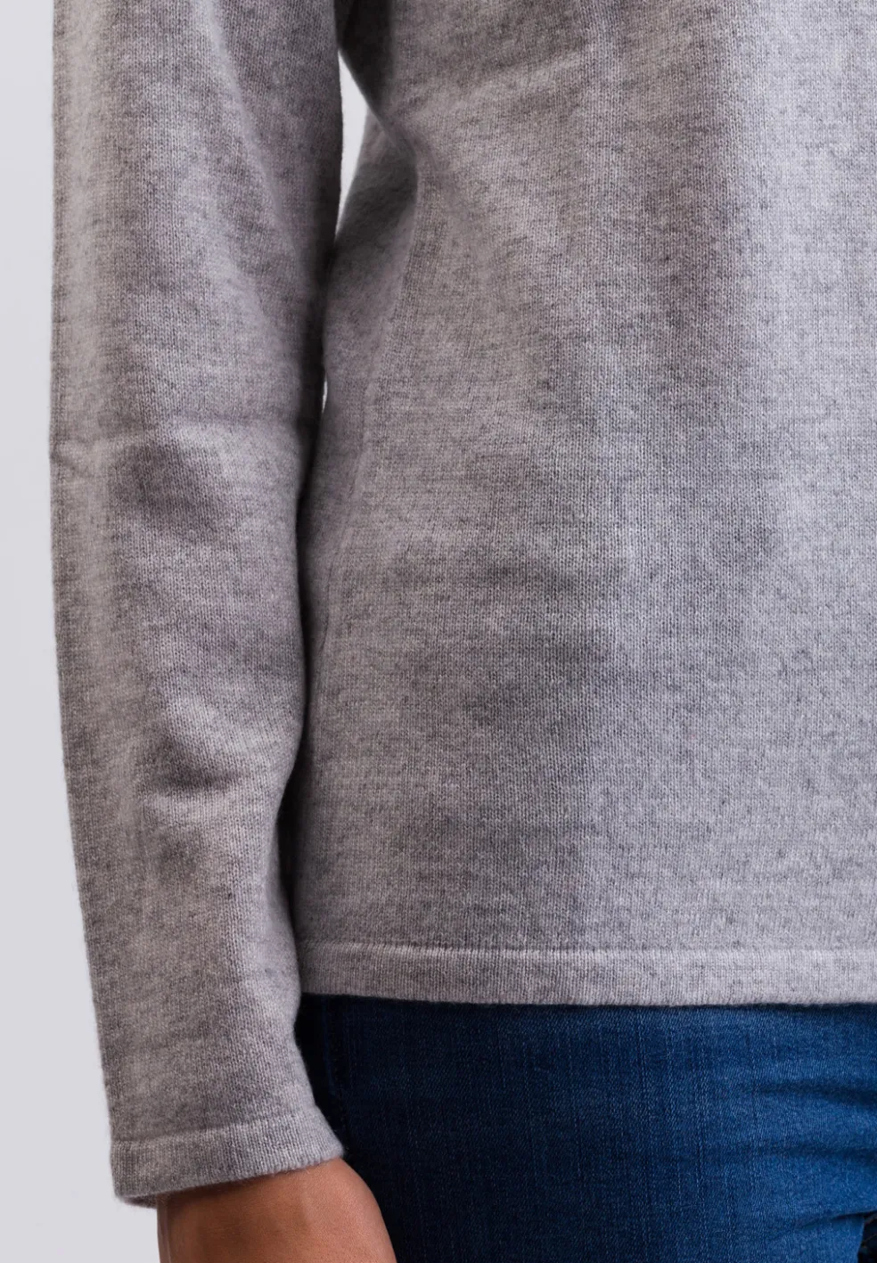 Kaschmir V-Ausschnitt Pullover hellgrau