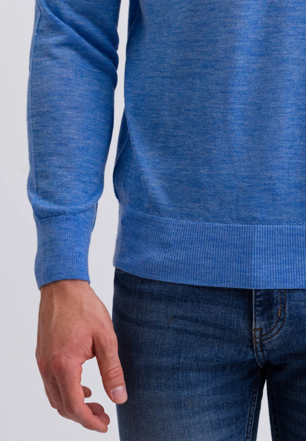 Kaschmir V-Ausschnitt Pullover hellblau (Frühling)