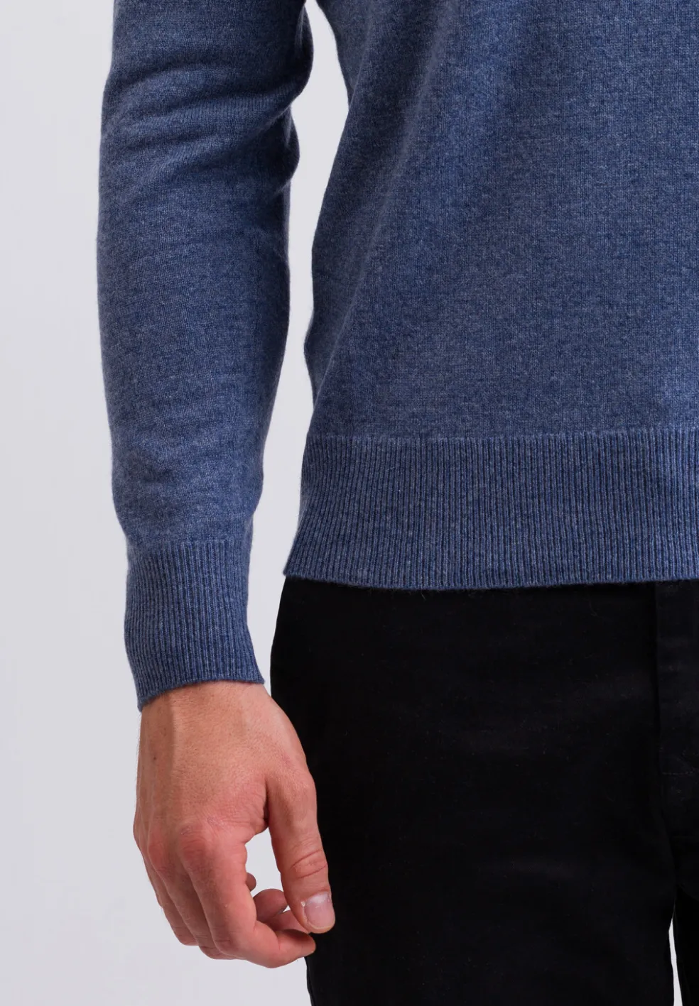 Kaschmir V-Ausschnitt Pullover jeans blau