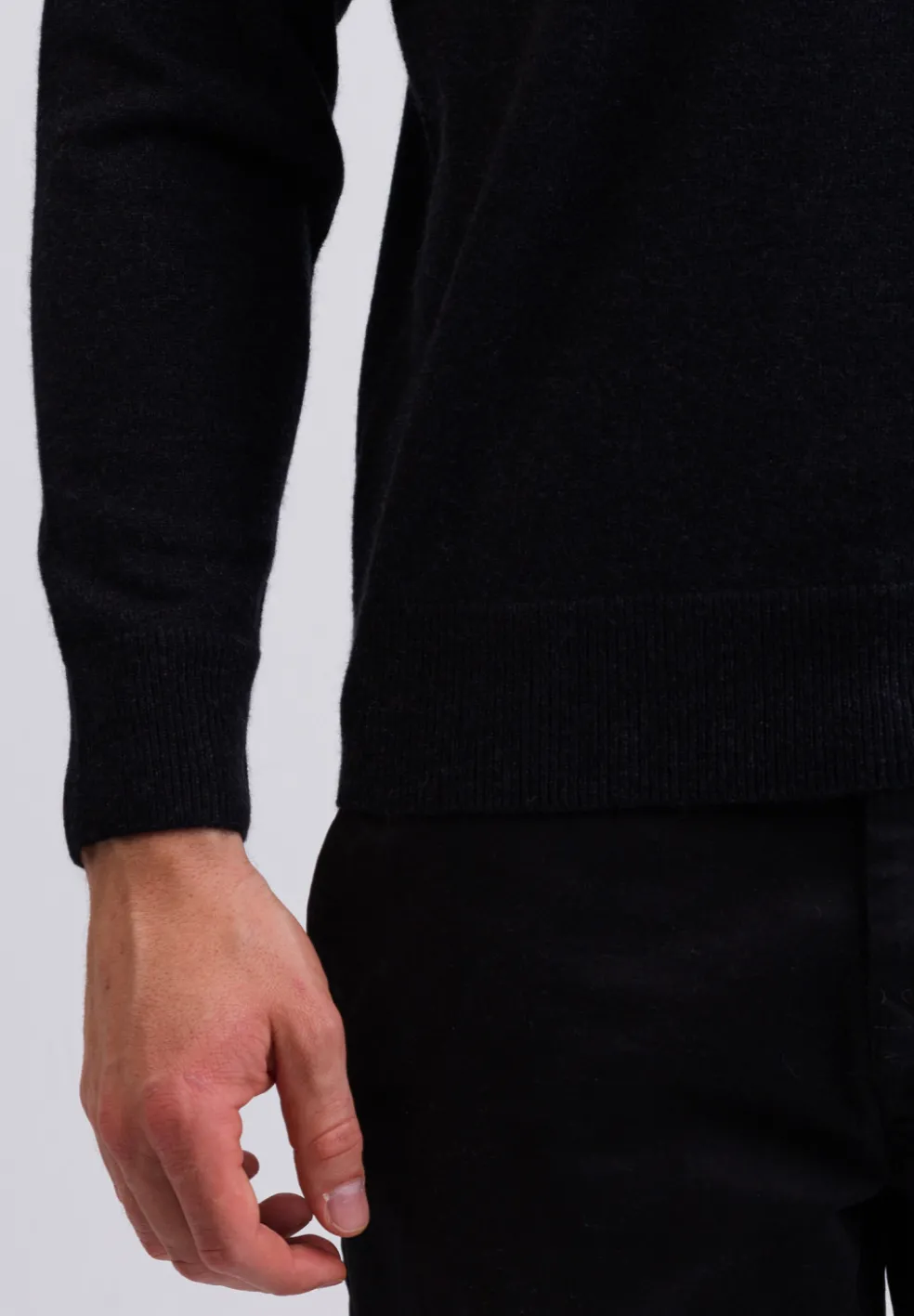 Kaschmir V-Ausschnitt Pullover holzkohle
