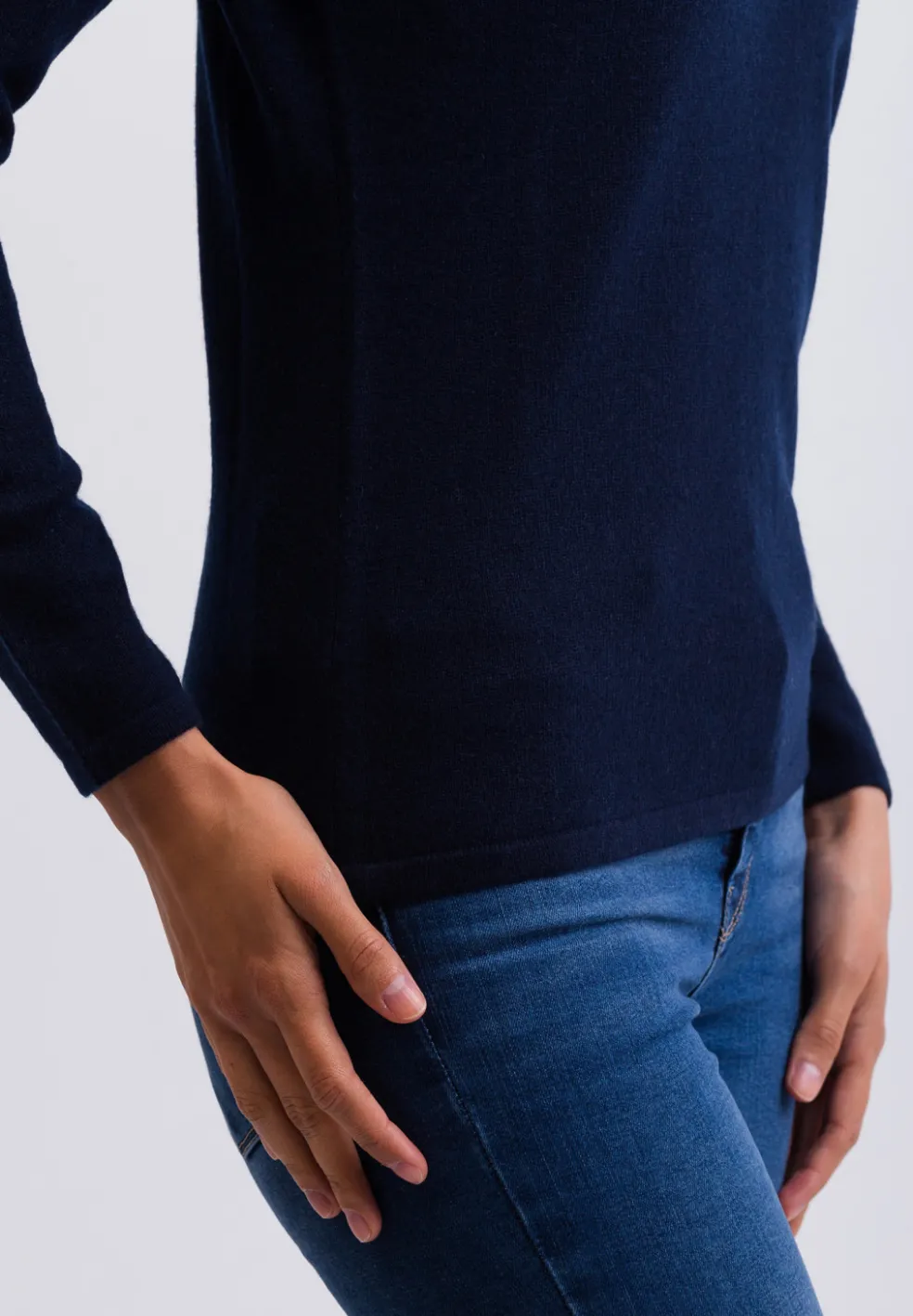 Kaschmir V-Ausschnitt Pullover marine blau