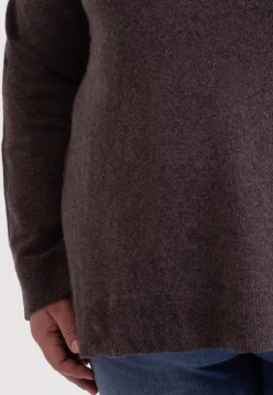 Kaschmir V-Ausschnitt Pullover mit Seitenschlitzen taupe melange