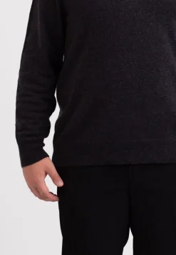 Kaschmir V-Ausschnitt Pullover dunkel anthrazit