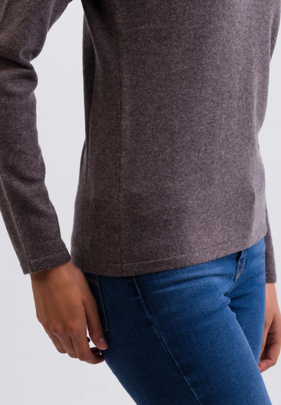 Kaschmir V-Ausschnitt Pullover taupe melange