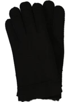 Lammlederhandschuhe mit Lammfell schwarz