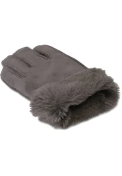 Lammlederhandschuhe mit Lammfell grau