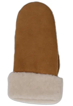 Lederfäustlinge mit Lammfell und Manchette haselnuss