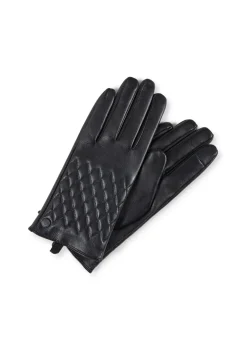 Lederhandschuhe mit caro style und Touchscreen tauglich schwarz