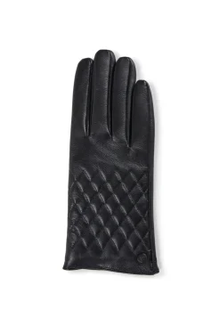 Lederhandschuhe mit caro style und Touchscreen tauglich schwarz