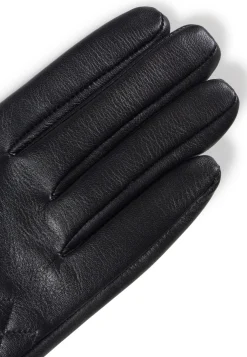 Lederhandschuhe mit caro style und Touchscreen tauglich schwarz