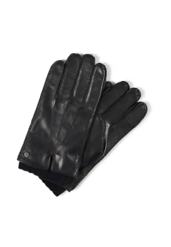 Lederhandschuhe mit Pulswärmer und Touchscreen tauglich schwarz