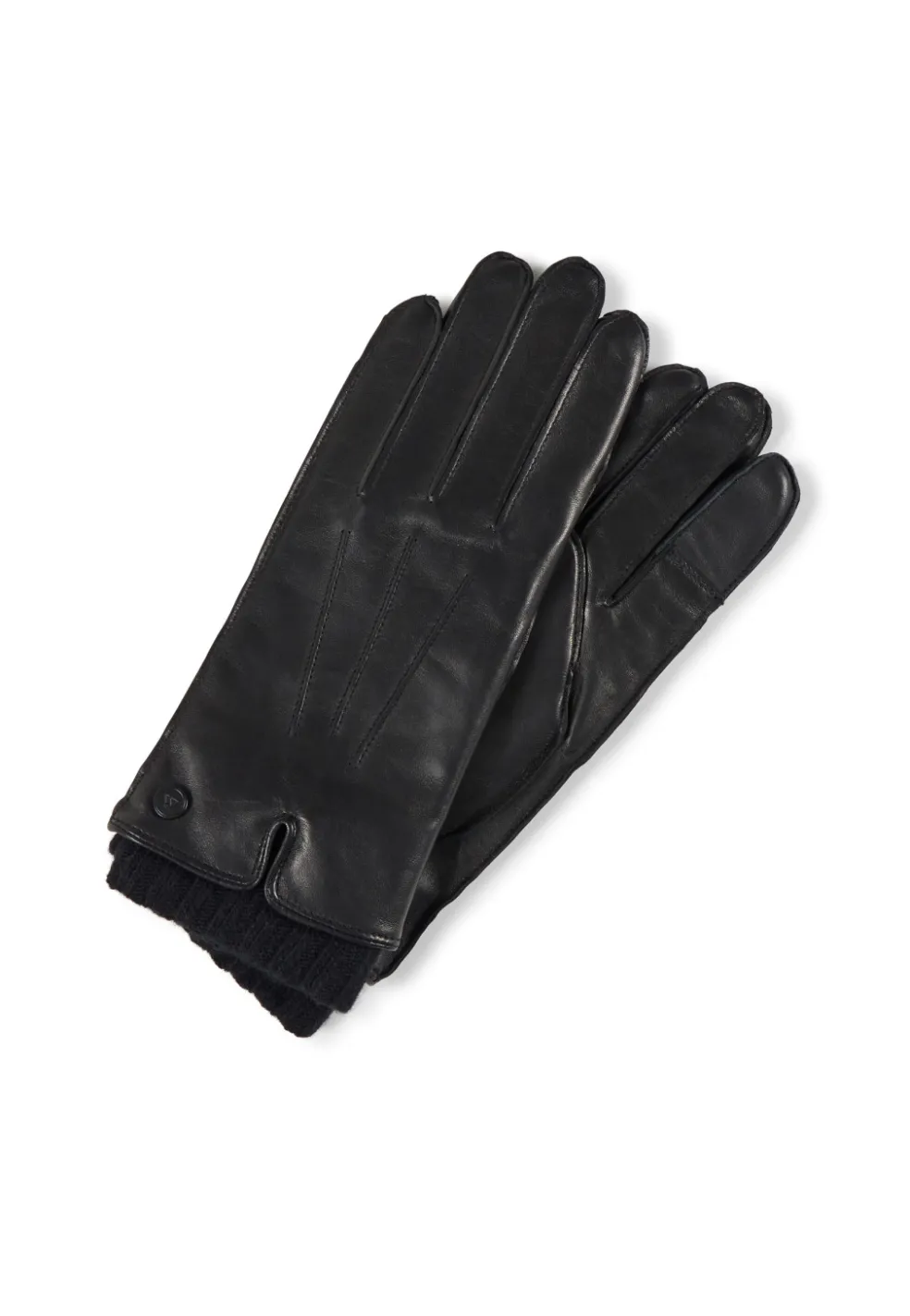 Lederhandschuhe mit Pulswärmer und Touchscreen tauglich schwarz