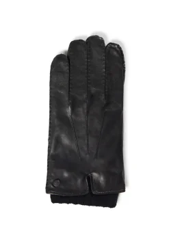 Lederhandschuhe mit Pulswärmer und Touchscreen tauglich schwarz
