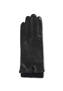 Lederhandschuhe mit Pulswärmer und Touchscreen tauglich schwarz