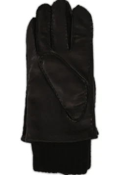 Lederhandschuhe mit Pulswärmer und Touchscreen tauglich schwarz