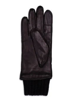Lederhandschuhe mit Pulswärmer und Touchscreen tauglich schwarz