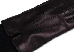Lederhandschuhe mit Pulswärmer und Touchscreen tauglich schwarz