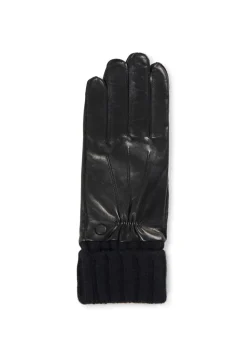 Lederhandschuhe mit Stulpen und Touchscreen tauglich schwarz
