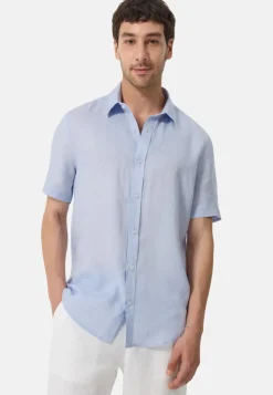 Leinen Hemd Kurzarm blau