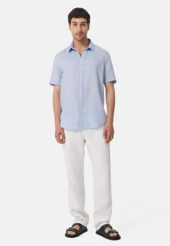 Leinen Hemd Kurzarm blau