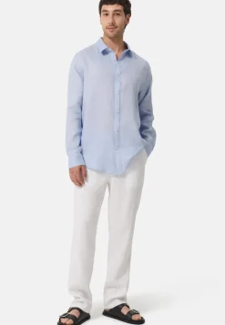 Leinen Hemd Langarm blau