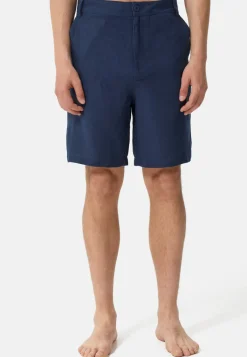Leinen Hosen kurz navy blau