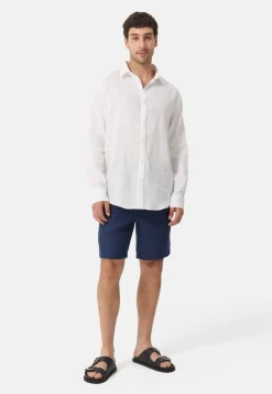 Leinen Hosen kurz navy blau
