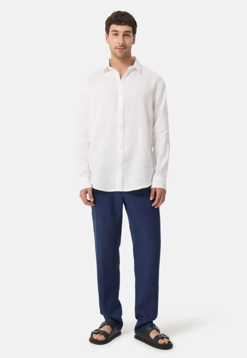 Leinen Hosen lang navy blau