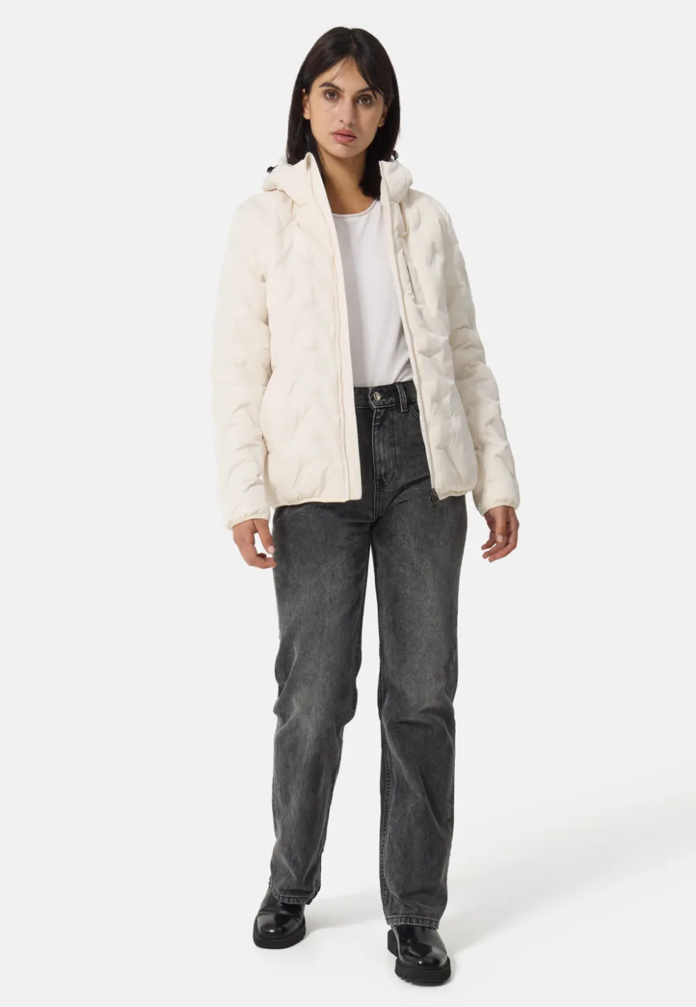 Padded Jacket mit Kapuze off white