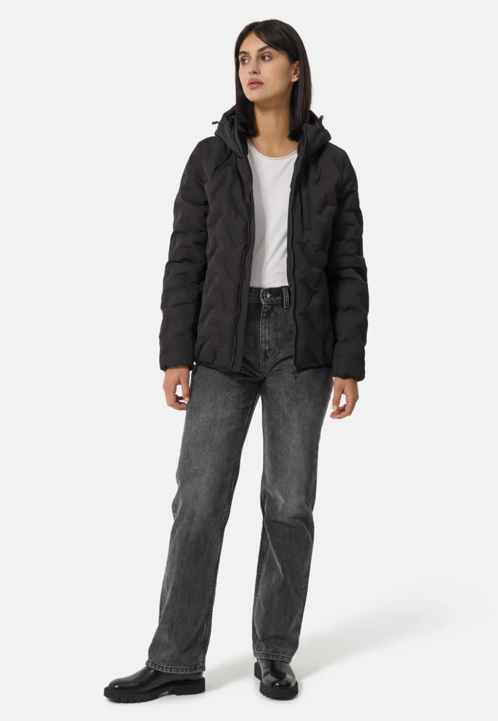 Padded Jacket mit Kapuze schwarz