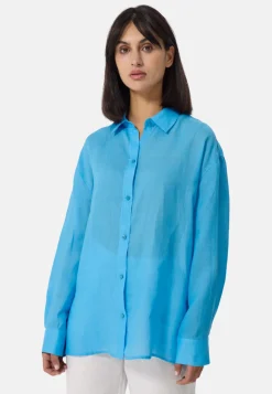 Ramie Bluse Oversize Style hellblau