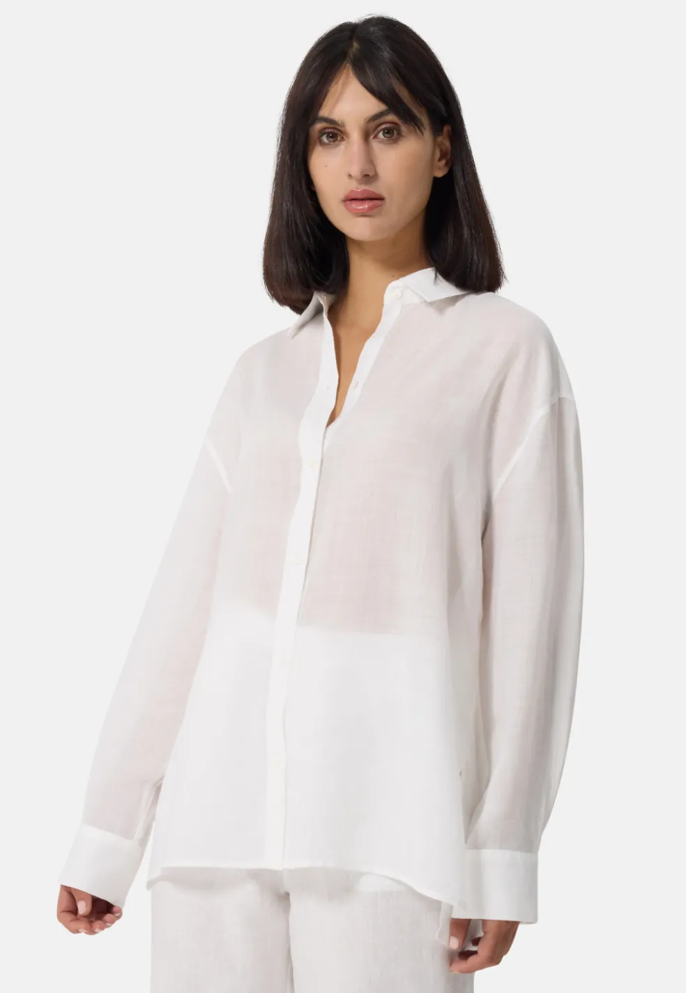 Ramie Bluse Oversize Style weiss