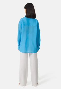 Ramie Bluse Oversize Style hellblau