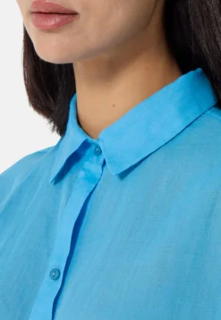 Ramie Bluse Oversize Style hellblau
