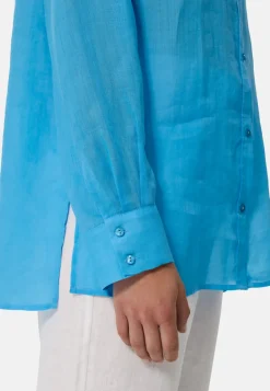 Ramie Bluse Oversize Style hellblau