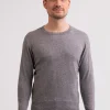 Recycelter Kaschmir Rundhals Pullover mittel grau melange