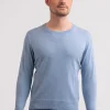 Recycelter Kaschmir Rundhals Pullover hellblau melange