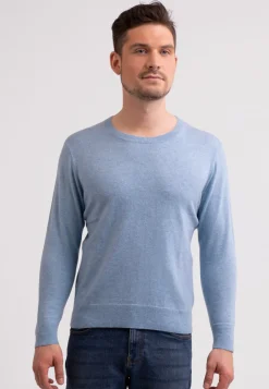 Recycelter Kaschmir Rundhals Pullover hellblau melange