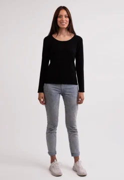 Recycelter Kaschmir Rundhals Pullover schwarz