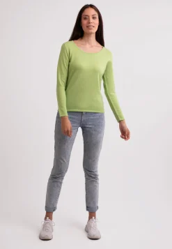 Recycelter Kaschmir Rundhals Pullover grün