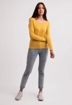 Recycelter Kaschmir Rundhals Pullover safran gelb