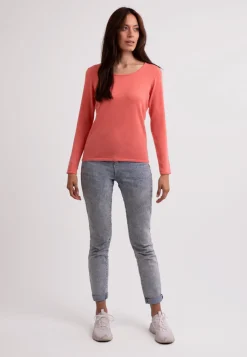 Recycelter Kaschmir Rundhals Pullover zitrus granita