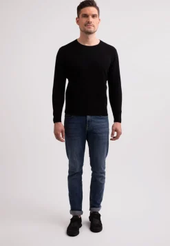 Recycelter Kaschmir Rundhals Pullover schwarz