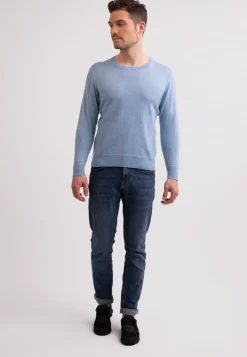 Recycelter Kaschmir Rundhals Pullover hellblau melange