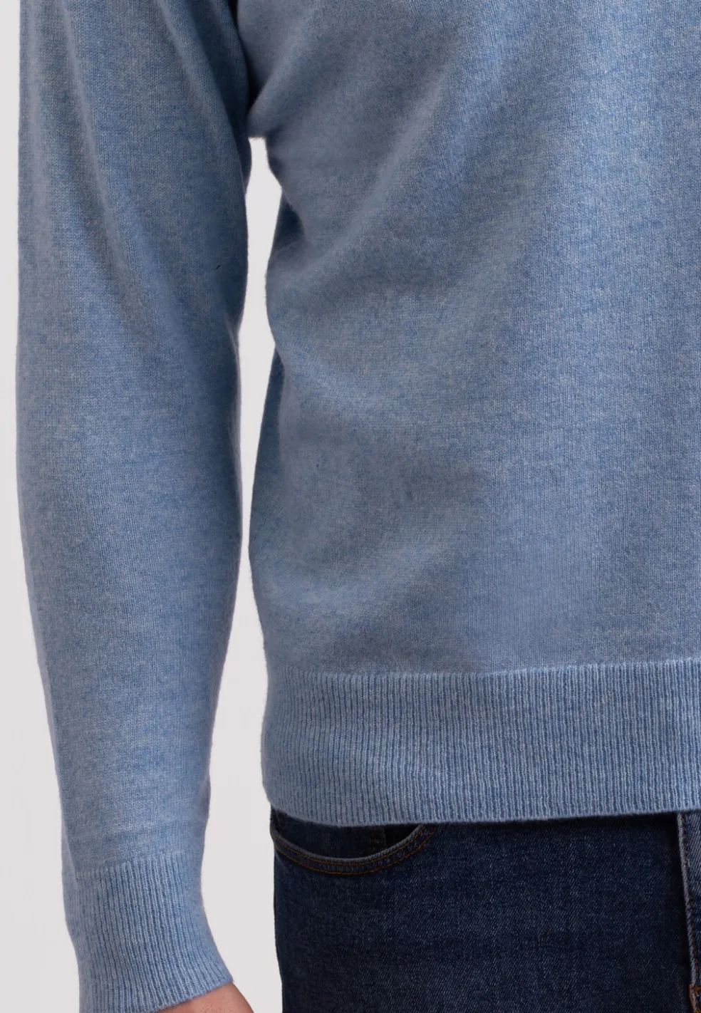 Recycelter Kaschmir Rundhals Pullover hellblau melange