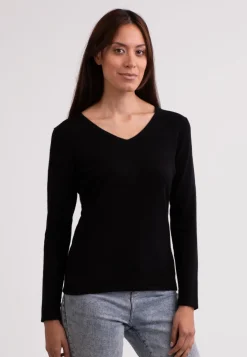 Recycelter Kaschmir V-Ausschnitt Pullover schwarz